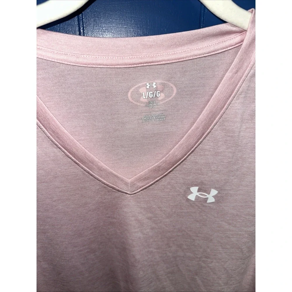 Under Armour Women Tech V-neck Loose Short Sleeve T-shirt Moisture Wicking Pink - Picture 3 of 12